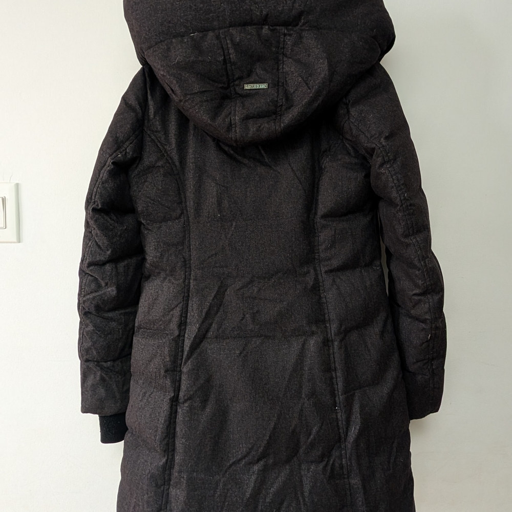 Women's Black Hooded Coat - Picture 3 of 9